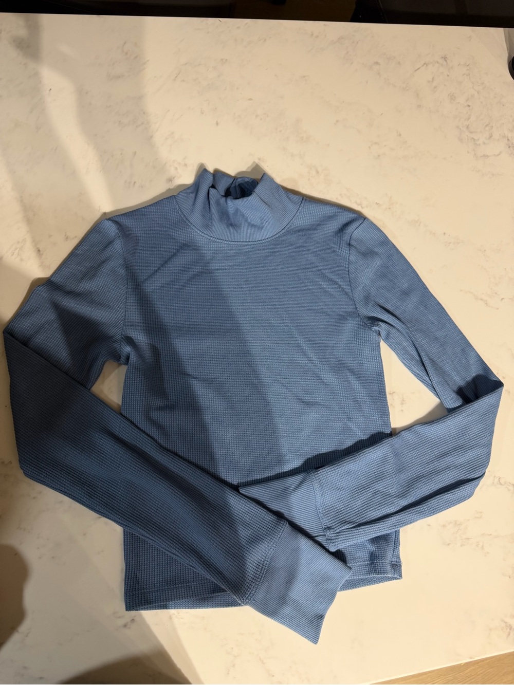 American Eagle Outfitters Light Blue Mock Neck Thermal Top